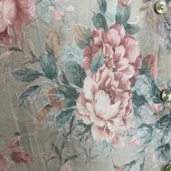 Floral Blouse Jacket Sheer Textured Fabric Sz 20W Short Sleeve Women Cottagecore - Picture 10 of 14